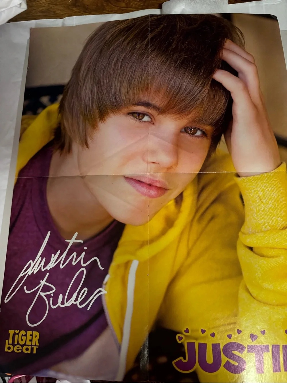 Vintage Justin Bieber Tiger Beat centerfold poster 16x20